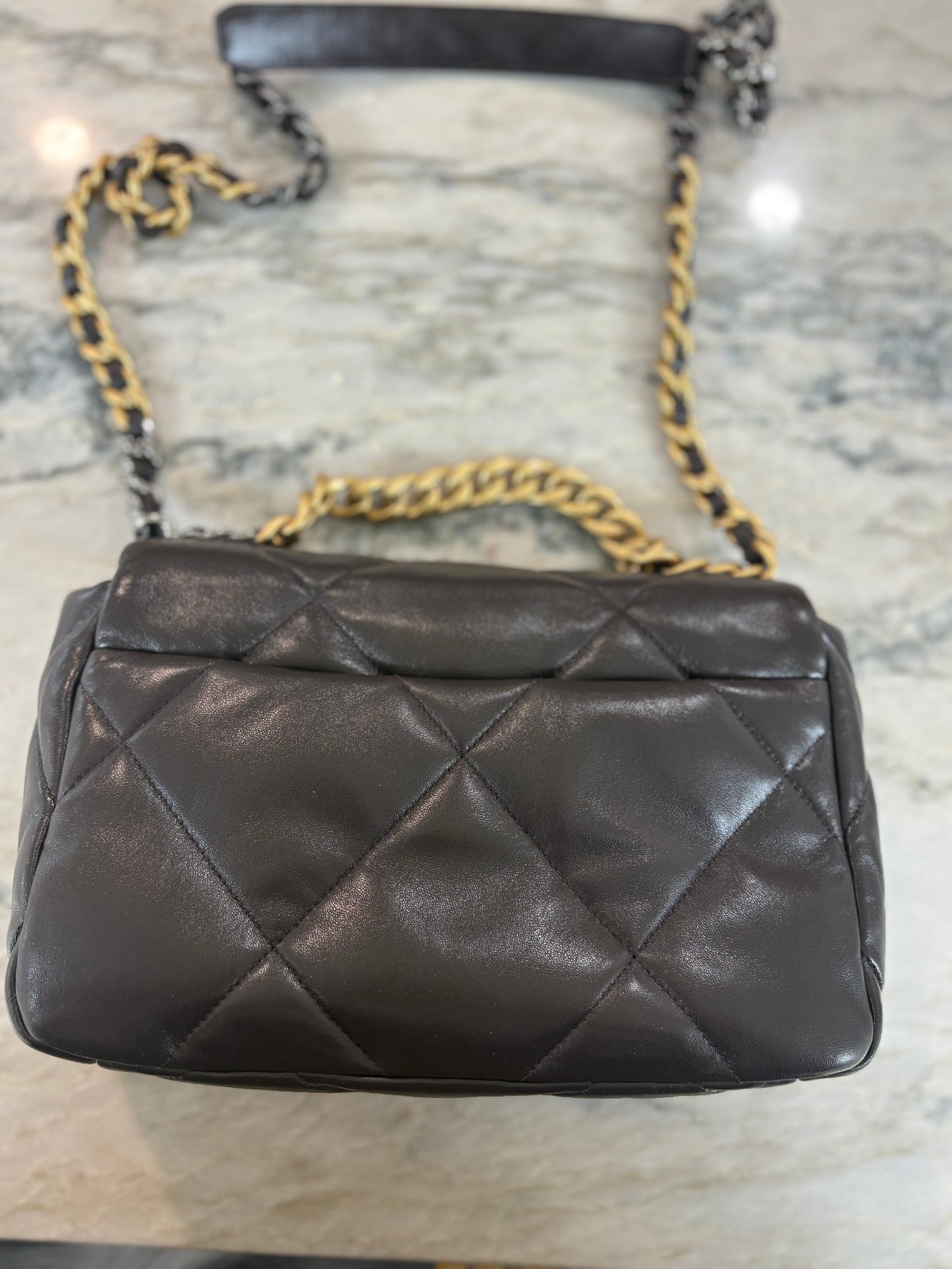 CHANEL Lambskin Medium 19 Flap Brown