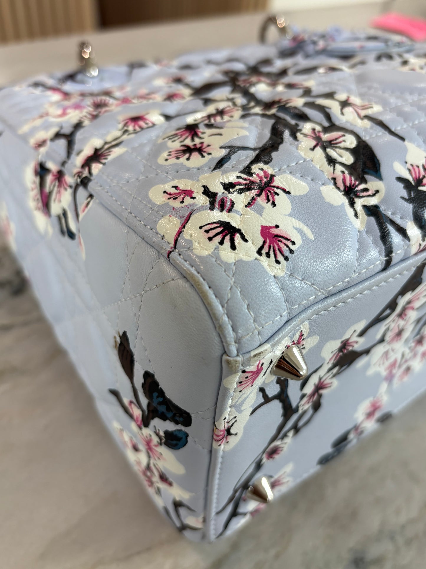 CHRISTIAN DIOR Lady Dior Bag Cannage Quilt Floral Printed Lambskin Medium