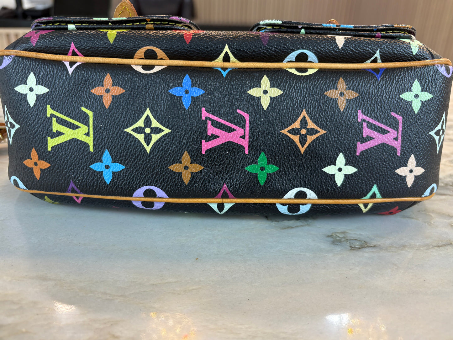 LOUIS VUITTON Lodge Shoulder Bag PM Black Canvas Murakami Multicolor Monogram