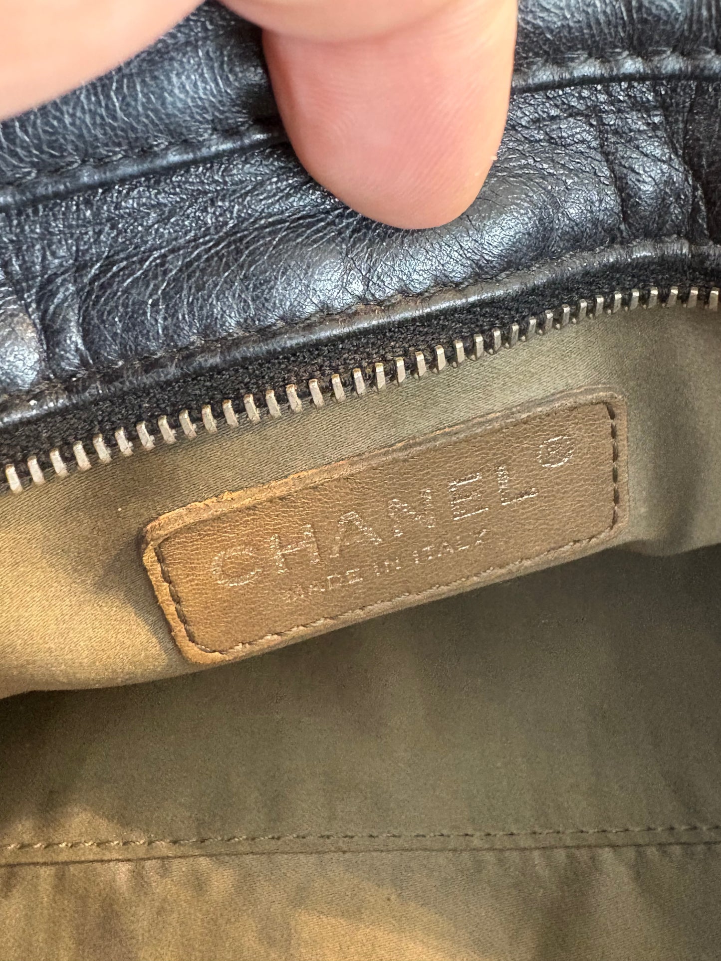 CHANEL Black Quilted Leather LAX Pochette Shoulder Bag