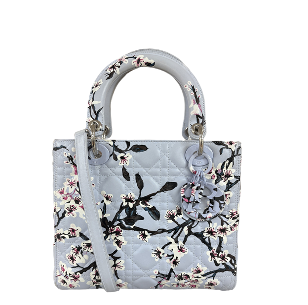 CHRISTIAN DIOR Lady Dior Bag Cannage Quilt Floral Printed Lambskin Medium