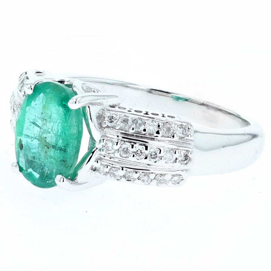 1.63ct oval cut emerald and diamond ring