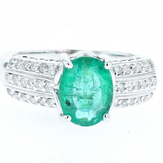 1.63ct oval cut emerald and diamond ring