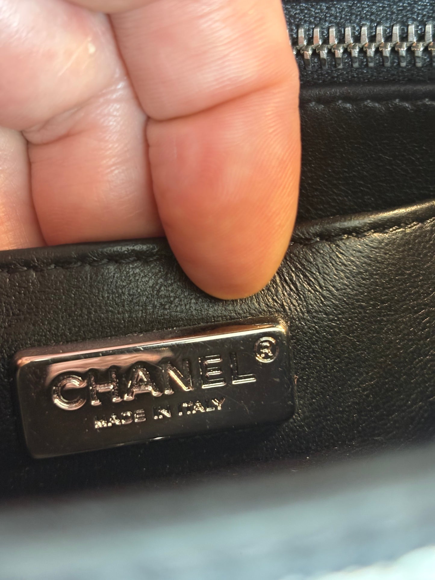 CHANEL Sequins Black and White Ribbon mall flap