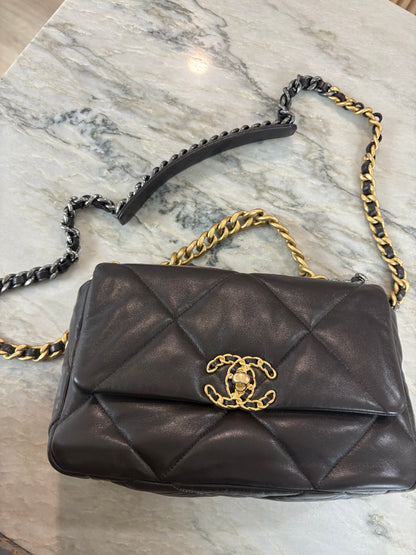 CHANEL Lambskin Medium 19 Flap Brown