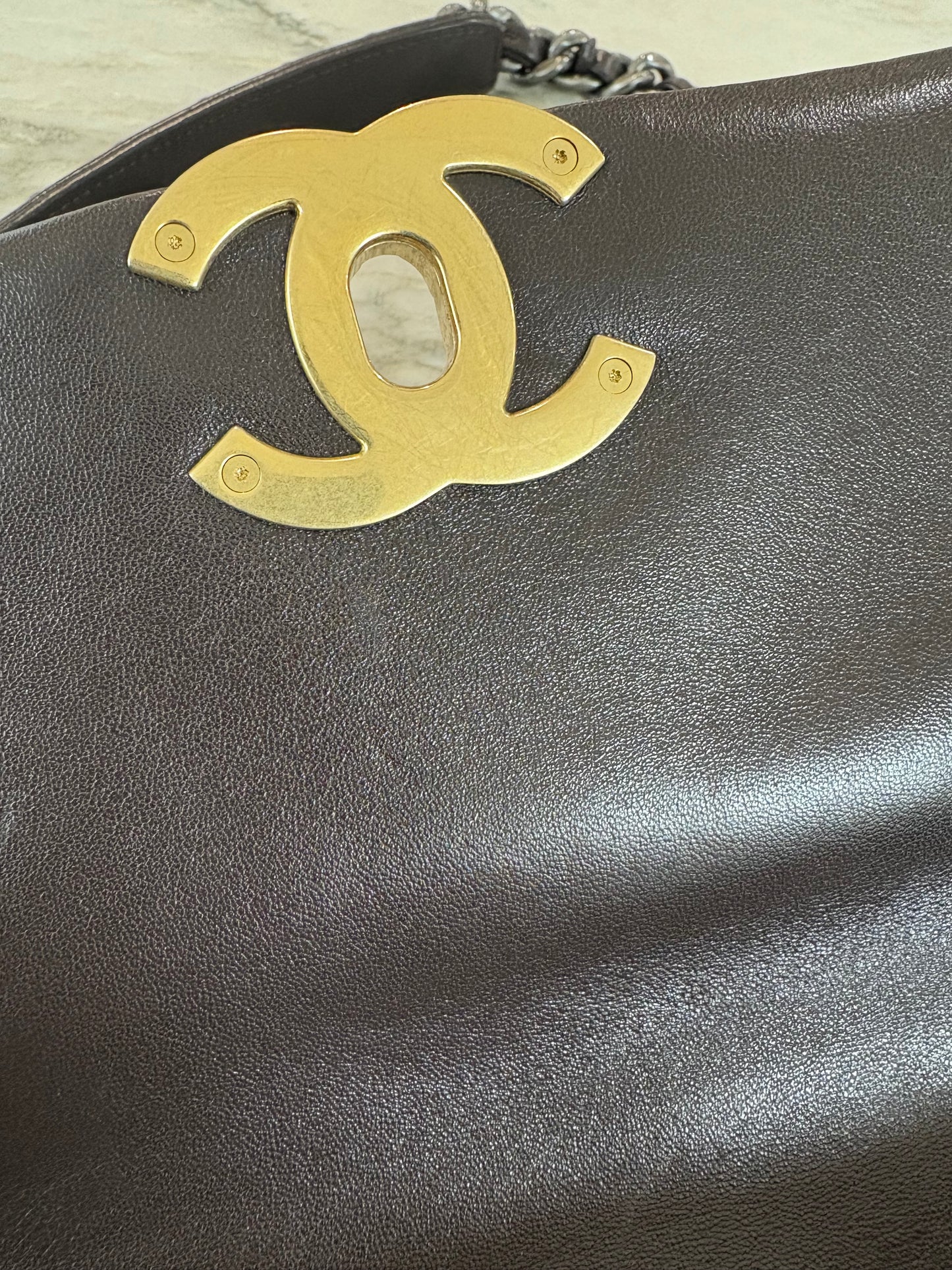 CHANEL Lambskin Medium 19 Flap Brown