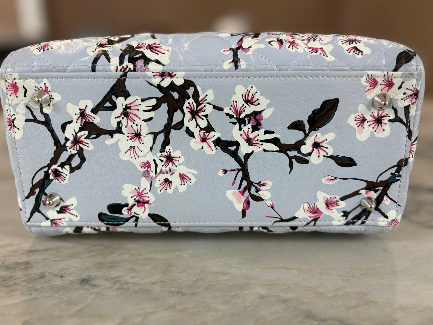 CHRISTIAN DIOR Lady Dior Bag Cannage Quilt Floral Printed Lambskin Medium