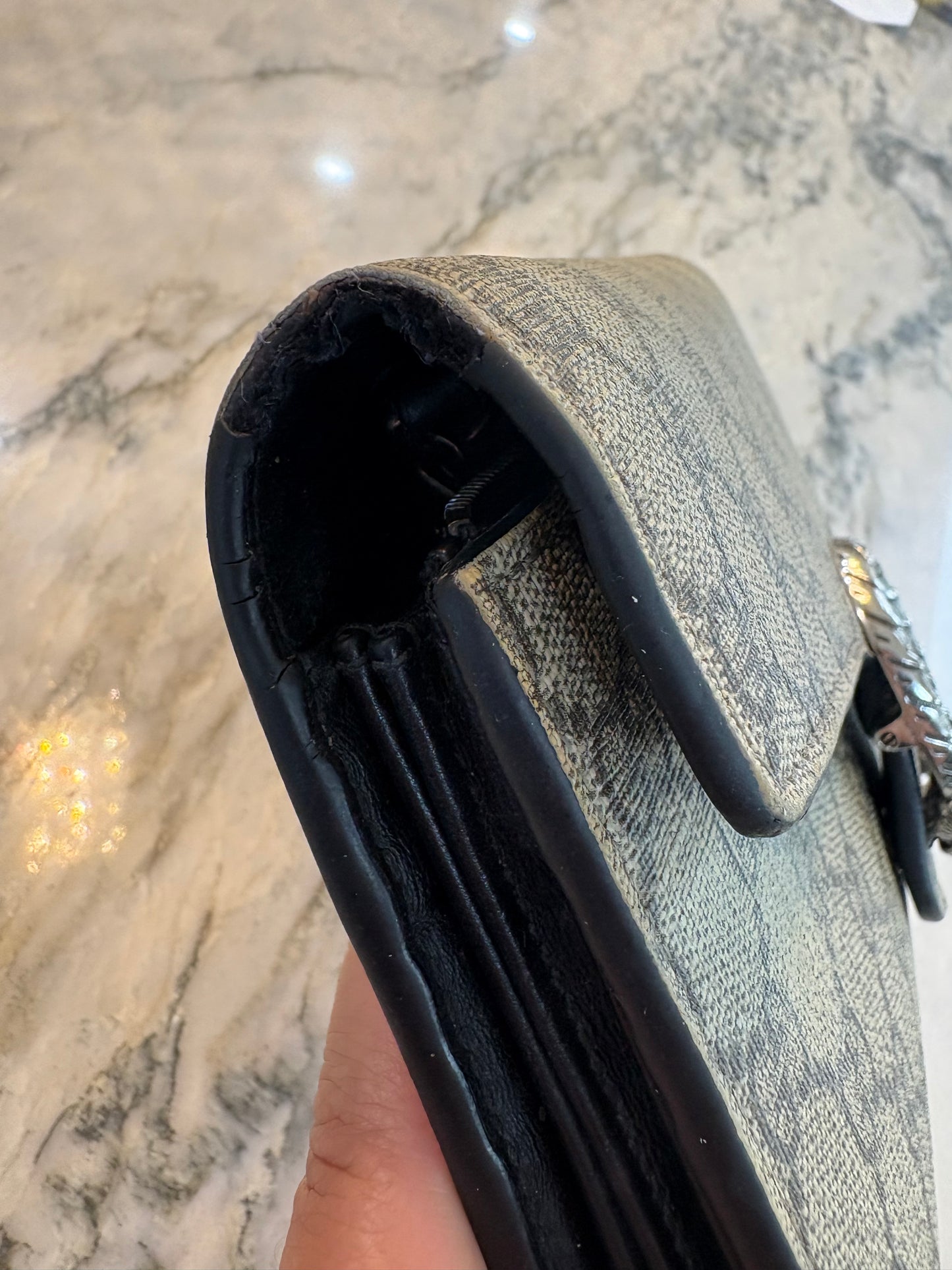 GUCCI GG Supreme Monogram Mini Dionysus Chain Wallet Black