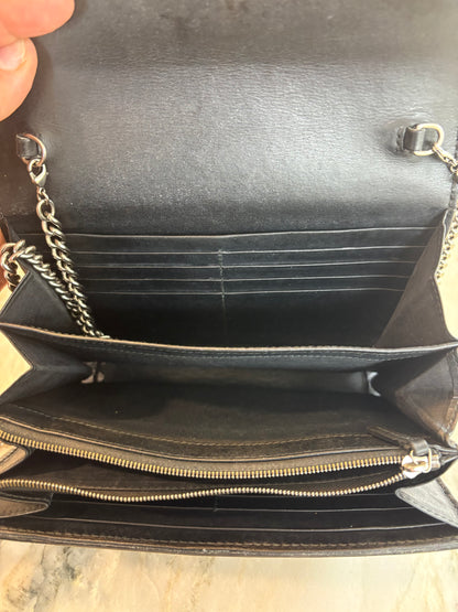 GUCCI GG Supreme Monogram Mini Dionysus Chain Wallet Black