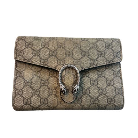 GUCCI GG Supreme Monogram Mini Dionysus Chain Wallet Black