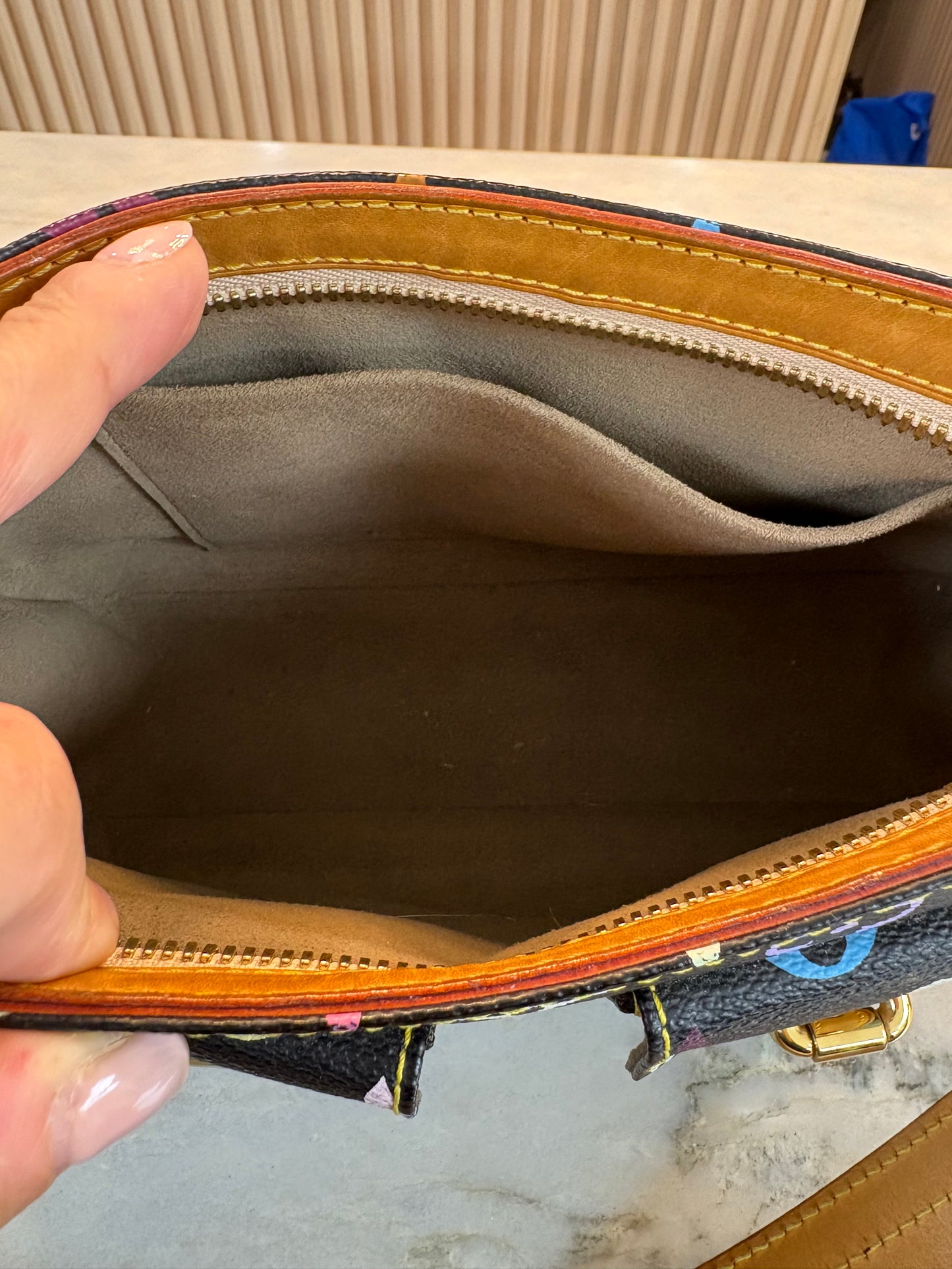 LOUIS VUITTON Lodge Shoulder Bag PM Black Canvas Murakami Multicolor Monogram
