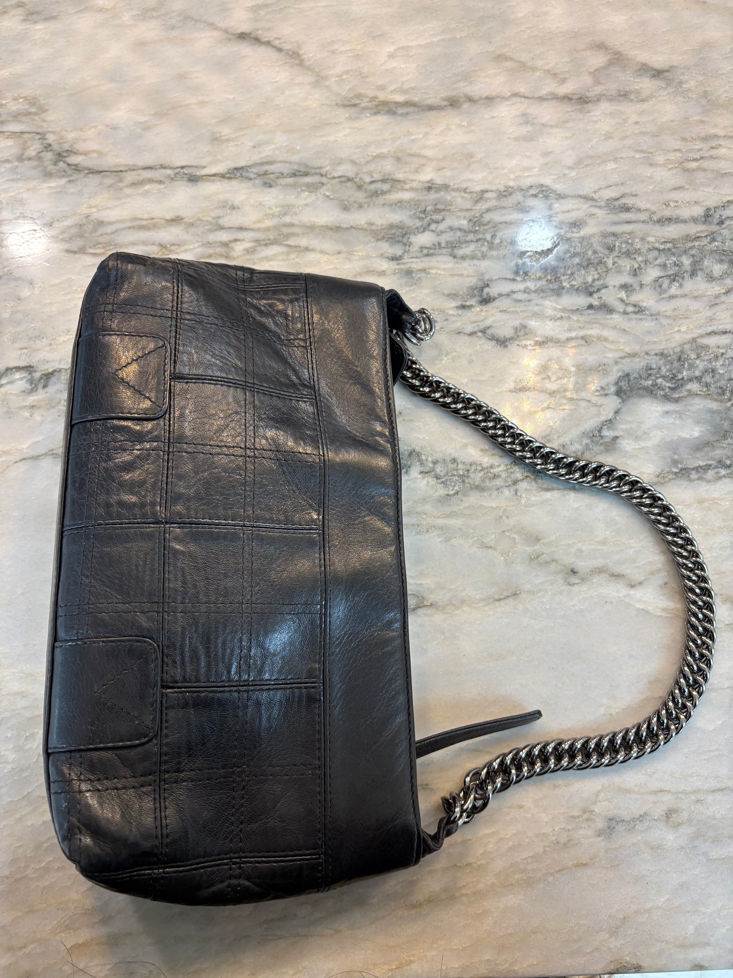 CHANEL Black Quilted Leather LAX Pochette Shoulder Bag
