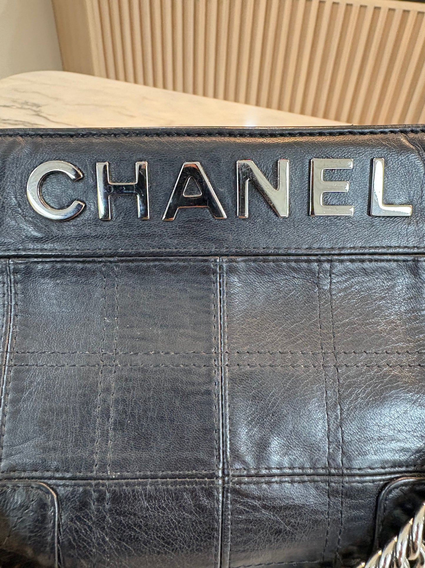 CHANEL Black Quilted Leather LAX Pochette Shoulder Bag