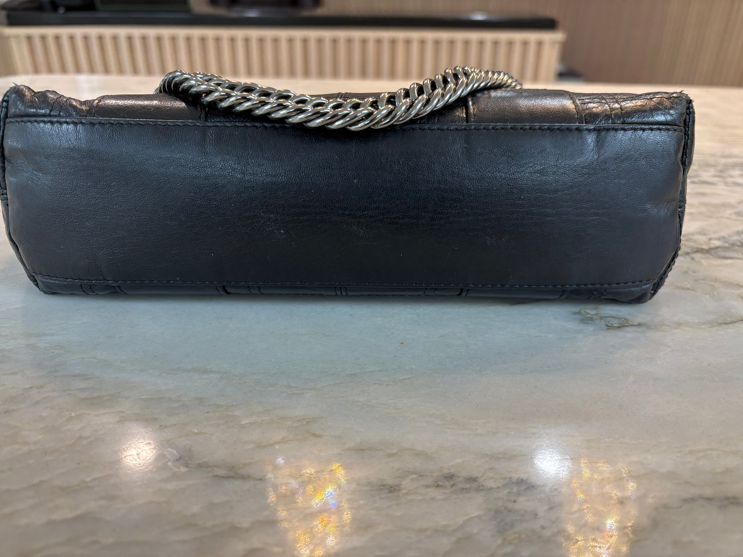 CHANEL Black Quilted Leather LAX Pochette Shoulder Bag